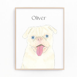 Personalisierte Kunst im Weißen Mops Fotodruck