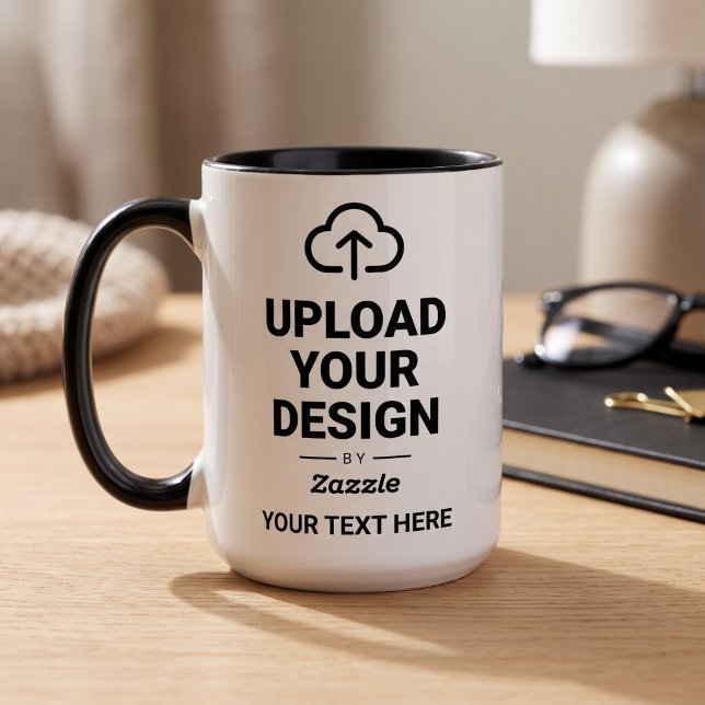 Personalisierte Kunst mit Text Tasse (Simulated mug on table)