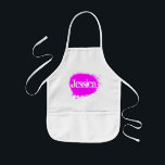Personalisierte Kunst- und Handwerks-Schürze für Kinderschürze<br><div class="desc">Personalisierte Kunst- und Handwerks-Schürze für Kinder. Niedlicher Farben-Spritzerentwurf mit individuellem Namen des Kindes. Geburtstag-Partybevorzugung. Kundengerechtes Farbie-Neonrosa.</div>