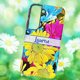 Personalisierte künstlerische Blumen-Daisy-Namens Samsung Galaxy Hülle