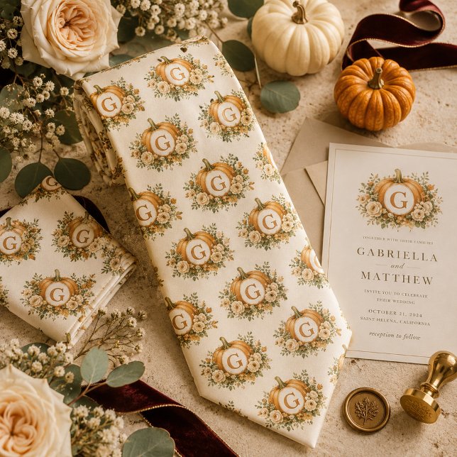 Personalisierte Kürbis-Monogramm-Hochzeit Krawatte (Von Creator hochgeladen)