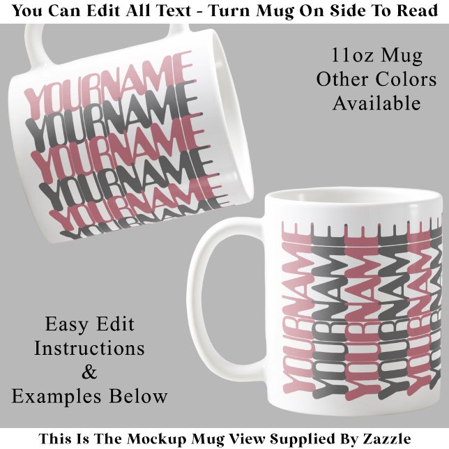 Personalisierte kurze benutzerdefinierte Name Rosa Kaffeetasse (Von Creator hochgeladen)