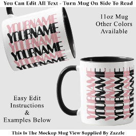 Personalisierte kurze benutzerdefinierte Name Rosa Tasse