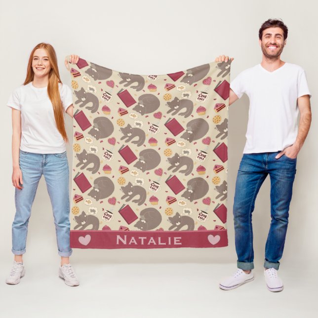 Personalisierte Kuschel-Cat-Liebhaber-Collage Fleecedecke (Beispiel)