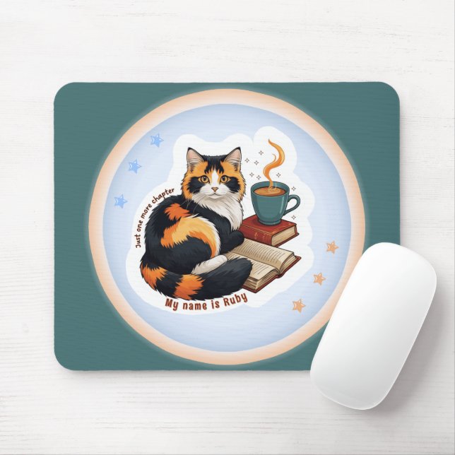 Personalisierte kuschelige Calico-Katze Teal-Mausp Mousepad (Mit Mouse)