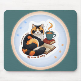Personalisierte kuschelige Calico-Katze Teal-Mausp Mousepad