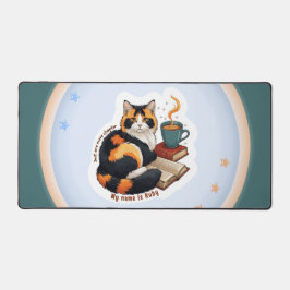 Personalisierte kuschelige dreifarbige Katze Große Schreibtischunterlage