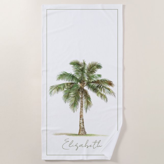 Personalisierte Küstenpalme Strandtuch (Vorderseite)