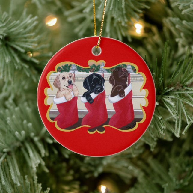 Personalisierte Labrador Retriever Welpen Weihnach Keramikornament (Baum)