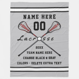 Personalisierte Lacrosse-Decke Ihr TEXT und FARBEN Fleecedecke
