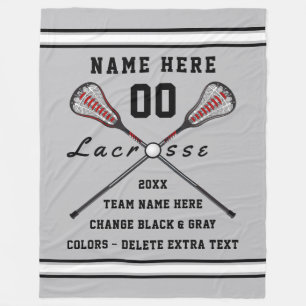 Personalisierte Lacrosse-Decke Ihr TEXT und FARBEN Fleecedecke