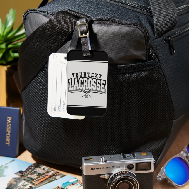 Personalisierte Lacrosse Player ADD-Teamnummer Gepäckanhänger (Vorderseite & Rückseite)