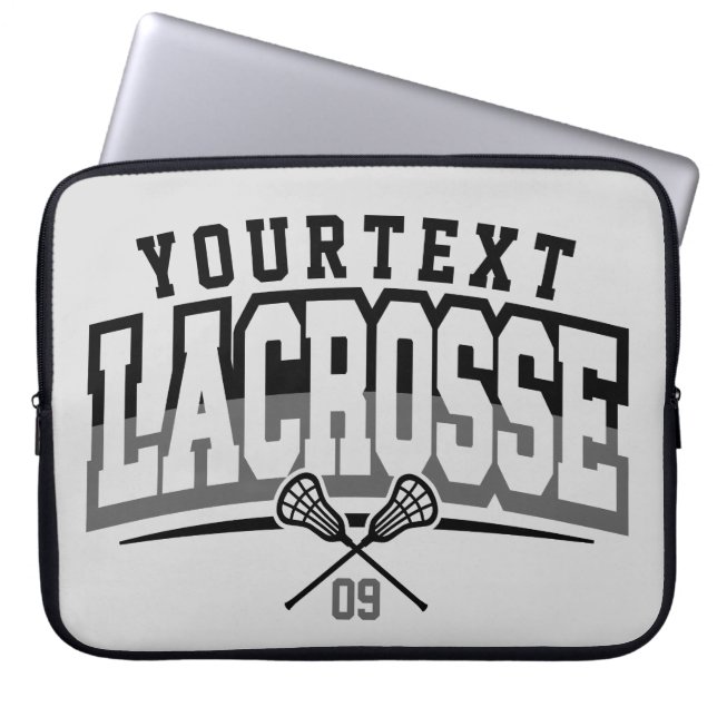 Personalisierte Lacrosse Player ADD-Teamnummer Laptopschutzhülle (Vorderseite)
