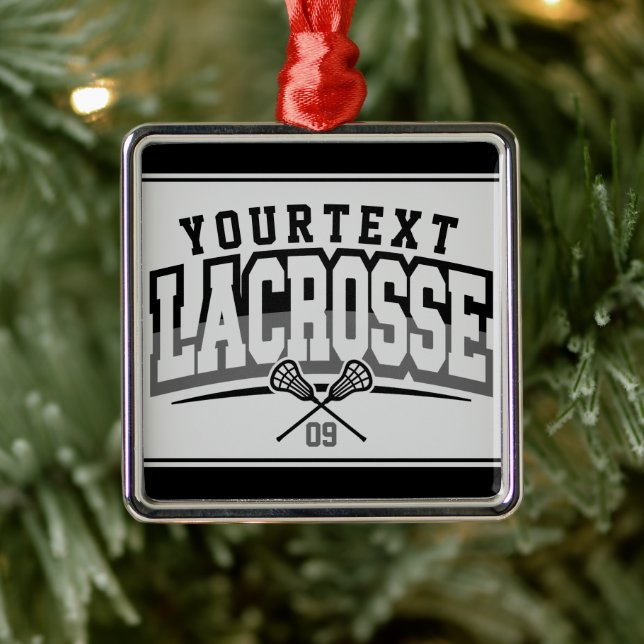 Personalisierte Lacrosse Player ADD-Teamnummer Ornament Aus Metall (Baum)