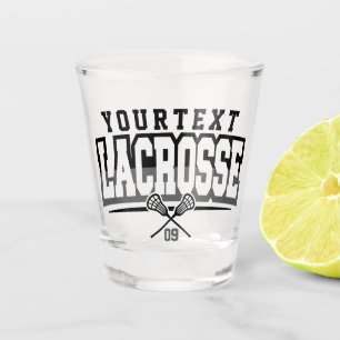 Personalisierte Lacrosse Player ADD-Teamnummer Schnapsglas