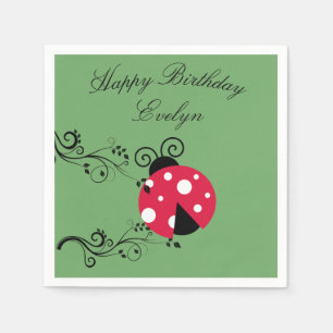 Personalisierte Lady Bug Paper Birthday Napkins Serviette