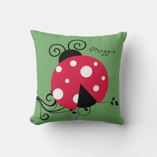 Personalisierte Lady Bug Throw Kissen Ladybug (Vorderseite)