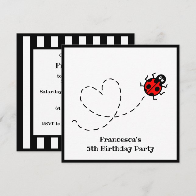 Personalisierte Ladybird-Einladung (Vorne/Hinten)