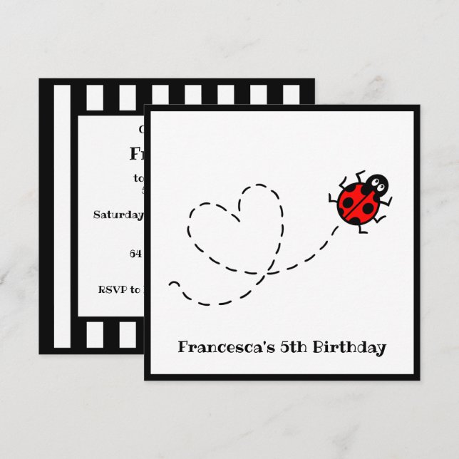 Personalisierte Ladybird-Einladung (Vorne/Hinten)