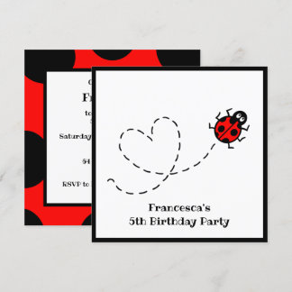 Personalisierte Ladybird Herzmuster Einladung