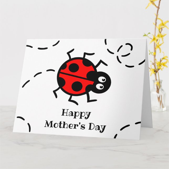 Personalisierte Ladybird Ladybug Day Card Karte (Gelbe Blume)