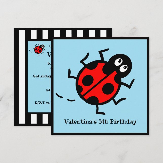 Personalisierte Ladybird-Muster Einladung (Vorne/Hinten)