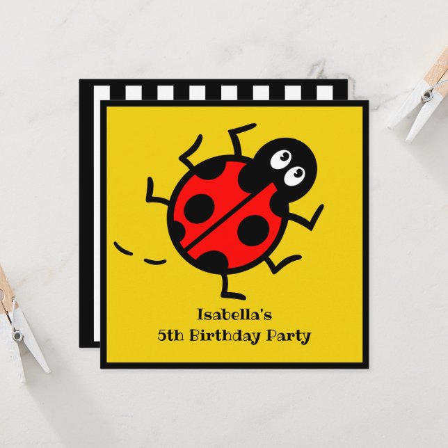 Personalisierte Ladybird-Muster Einladung (Vorderseite/Rückseite Beispiel)