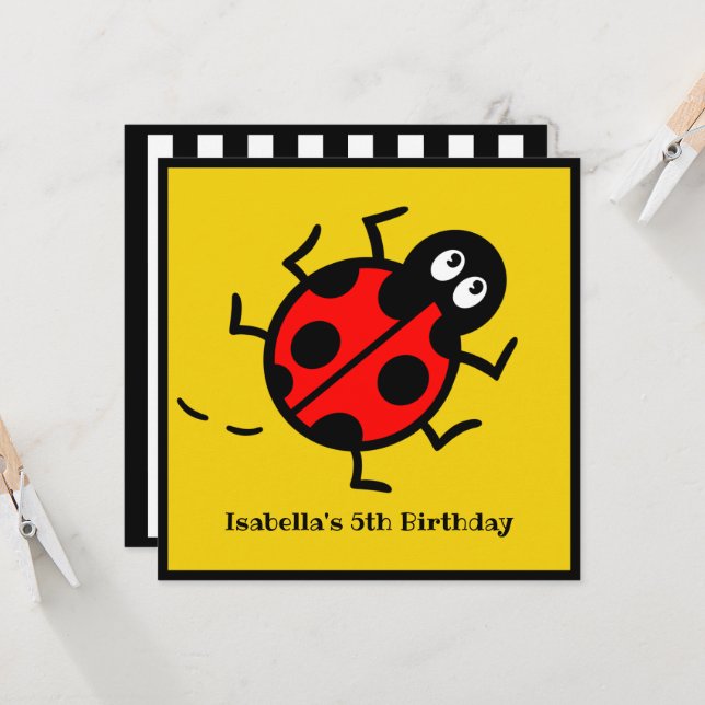 Personalisierte Ladybird-Muster Einladung (Vorderseite/Rückseite Beispiel)