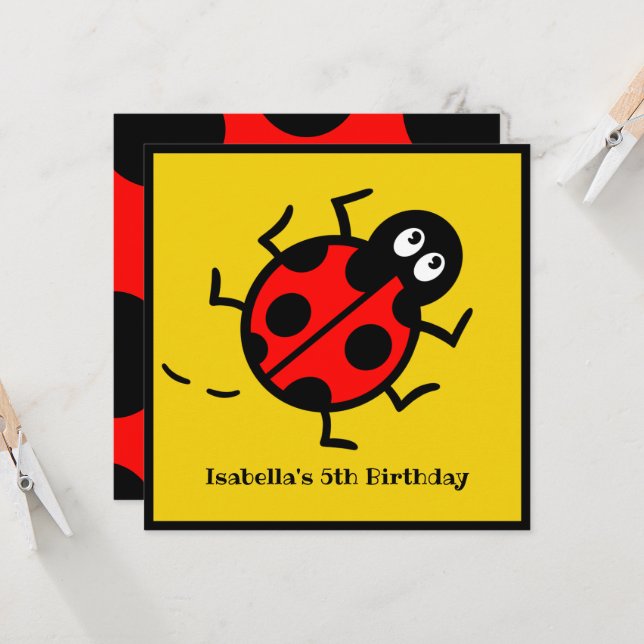 Personalisierte Ladybird-Muster Einladung (Vorderseite/Rückseite Beispiel)