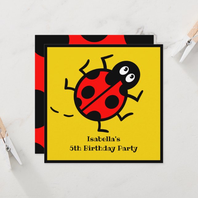 Personalisierte Ladybird-Muster Einladung (Vorderseite/Rückseite Beispiel)
