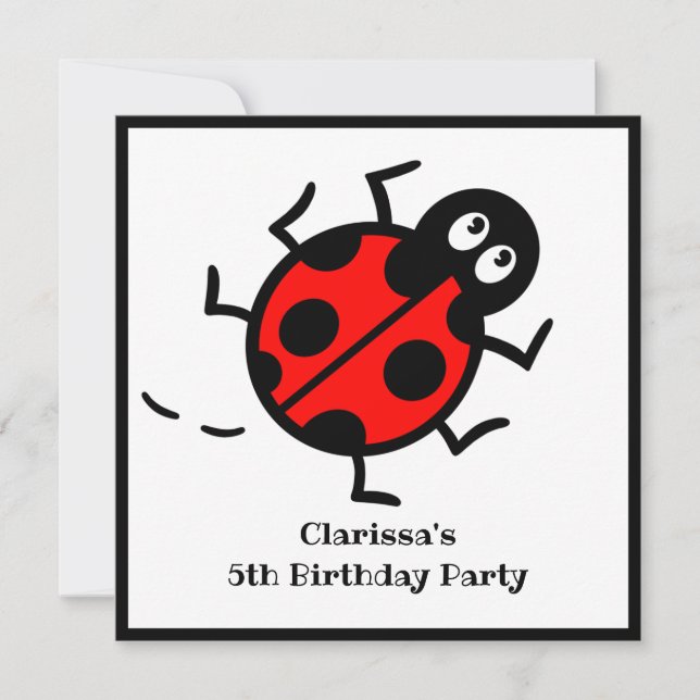 Personalisierte Ladybird-Muster Einladung (Vorderseite)