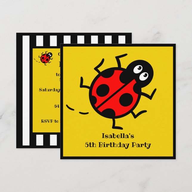 Personalisierte Ladybird-Muster Einladung (Vorne/Hinten)