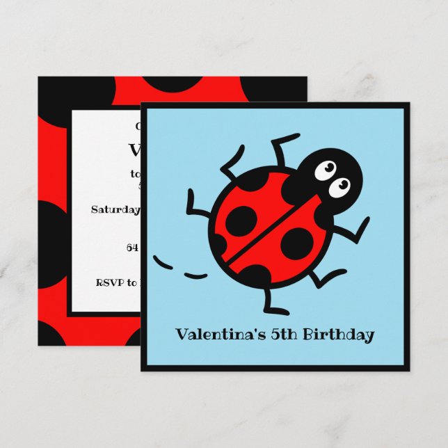 Personalisierte Ladybird-Muster Einladung (Vorne/Hinten)