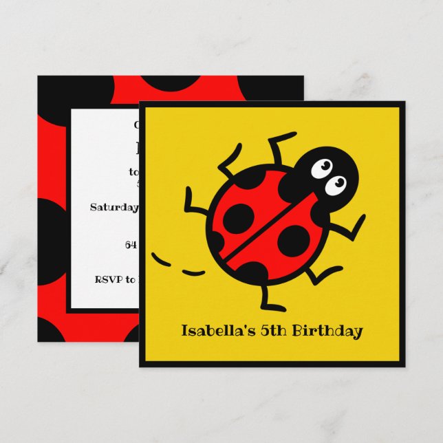 Personalisierte Ladybird-Muster Einladung (Vorne/Hinten)