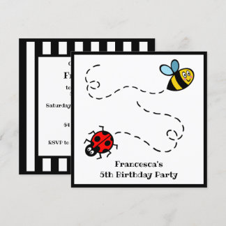 Personalisierte Ladybird und Hummel Einladung