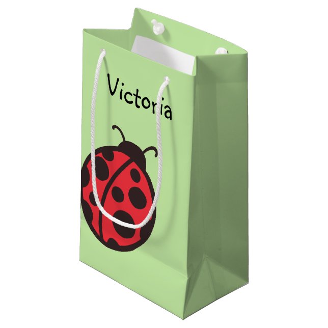 Personalisierte Ladybug-Geschenktasche Kleine Geschenktüte (Vorderseite Schrägansicht)