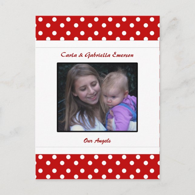 Personalisierte Ladybug & Polka Dot Postkarte (Vorderseite)