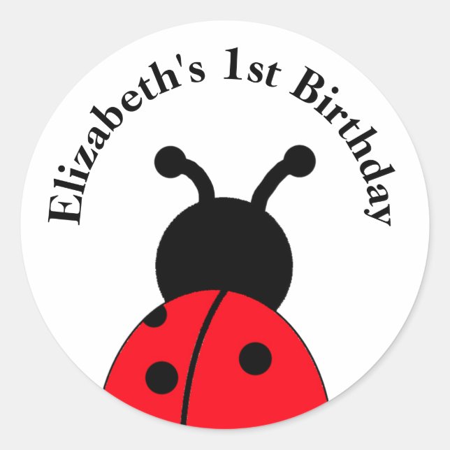 Personalisierte Ladybug Stickers mit Namen und Jah (Vorderseite)
