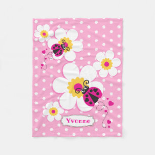 Personalisierte Ladybugs Ladybirds rosa Decke