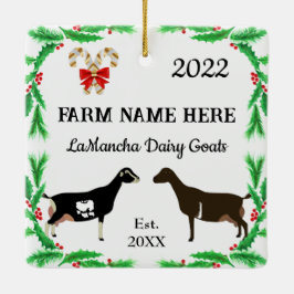 Personalisierte LaMancha Milchziegenfarm Weihnacht Keramikornament