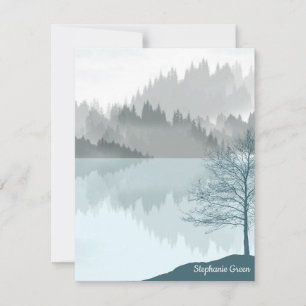 Personalisierte Landschaft Reflektion Bäume Grün RSVP Karte