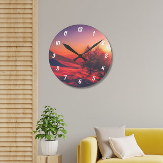 Personalisierte Landschaft Runde Wanduhr