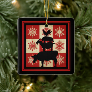 Personalisierte Landtiere Weihnachten Keramikornament