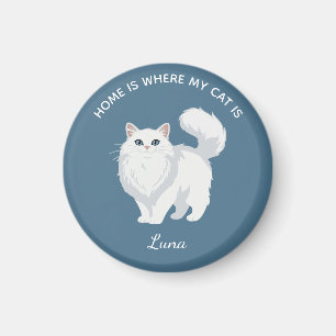 Personalisierte Langhaar-Weiße-Katzen-Mama Magnet