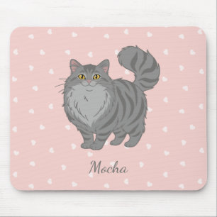 Personalisierte Langhaargraue Tabby-Katze Mousepad