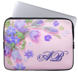 Personalisierte Laptop-Hülle mit floralem Monogram Laptopschutzhülle