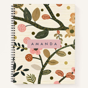 Personalisierte Launische Retro-Herbstblume Notizbuch