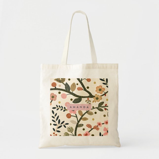 Personalisierte Launische Retro-Herbstblume Tragetasche (Vorne)