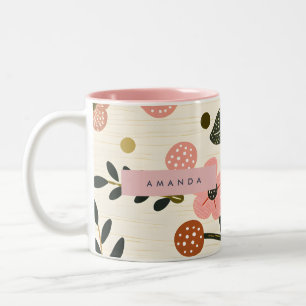 Personalisierte Launische Retro-Herbstblume Zweifarbige Tasse