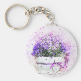 Personalisierte Lavendel-Blume Feminine Schlüsselanhänger
